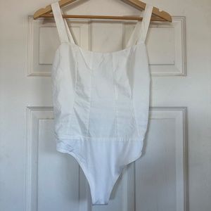 Good American White Tank Sleeveless Thong Bodysuit Size 1 Lightweight Minimal